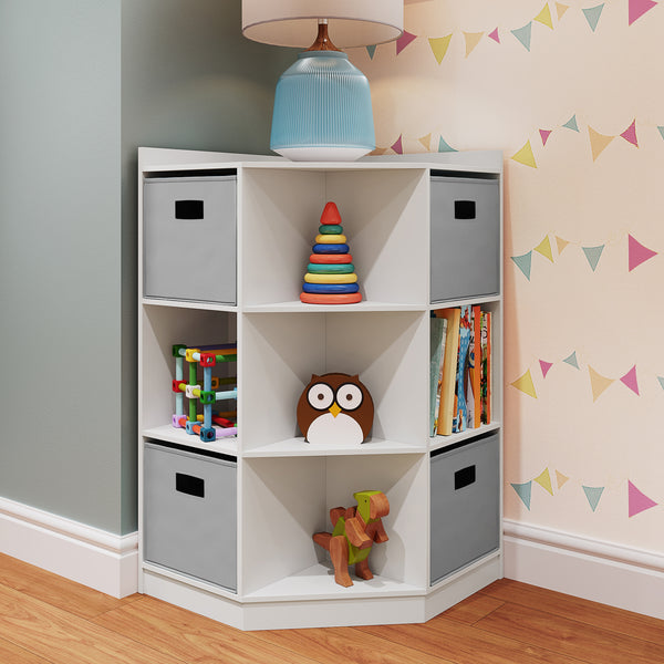 Kids Desk with Six Fabric Storage Bins, Multiple Colors 