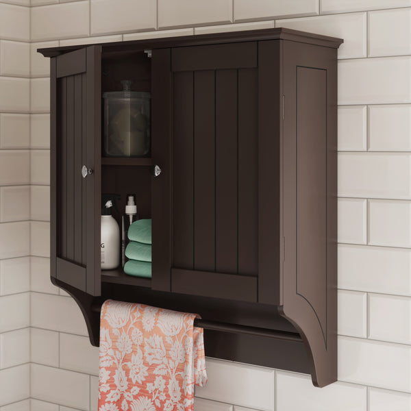 Espresso bathroom wall deals cabinet