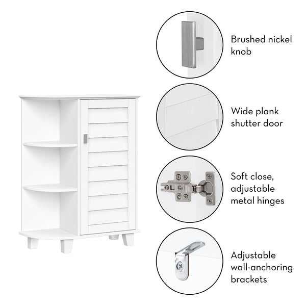 NEW Floor Storage deals Cabinet with Side Shelves, White