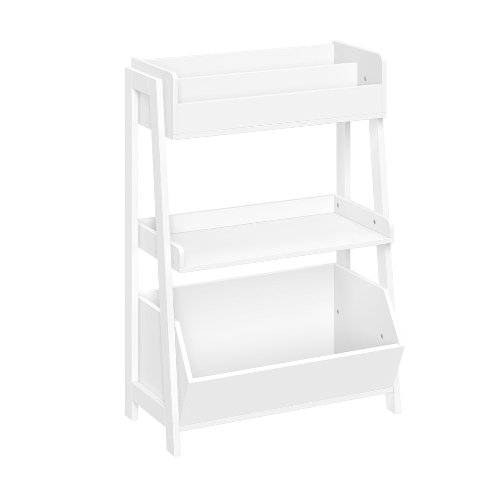 Kids 3-Tier Ladder Shelf with Bookrack and Toy Organizer