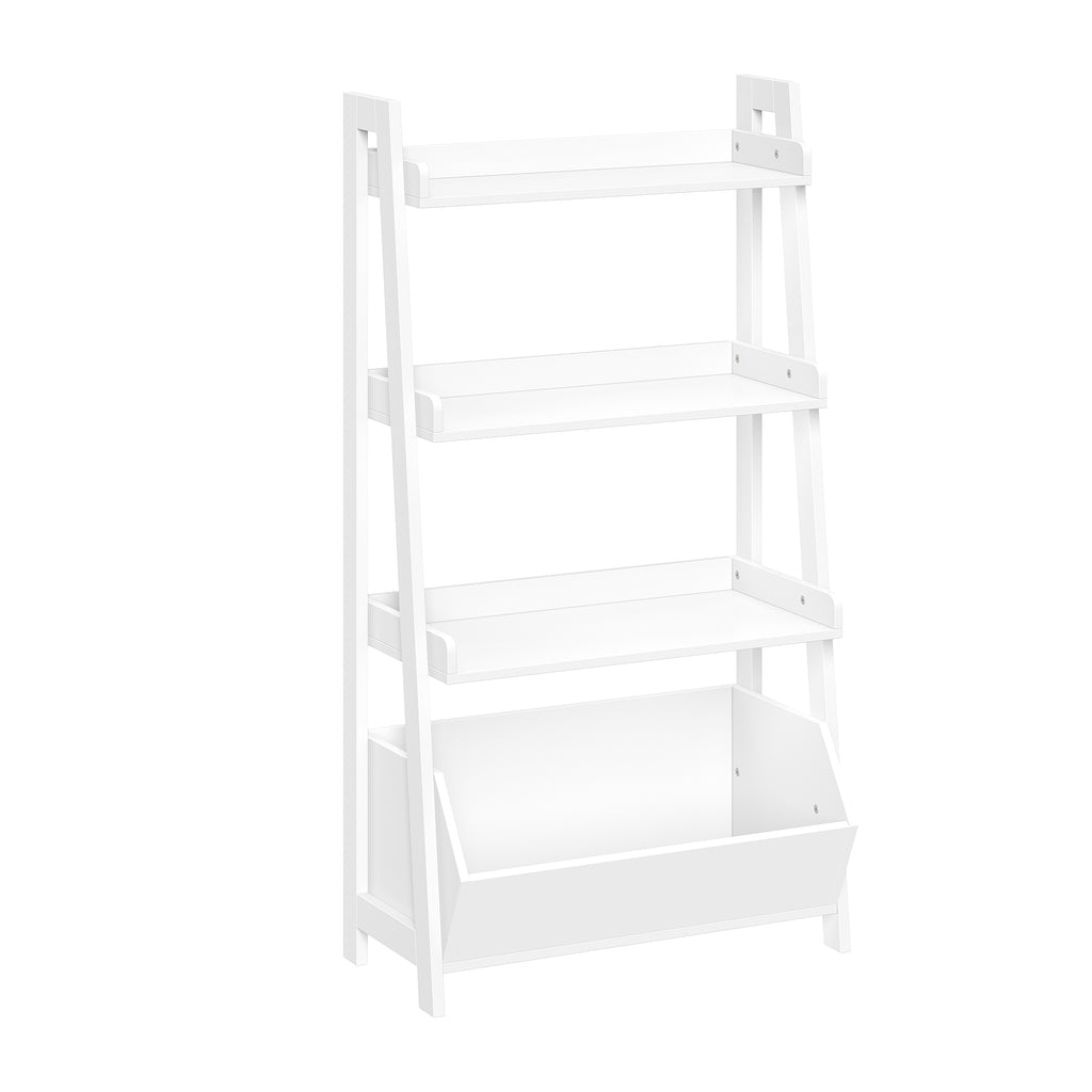 Kids 4-Tier 24in Ladder Shelf with Toy Organizer