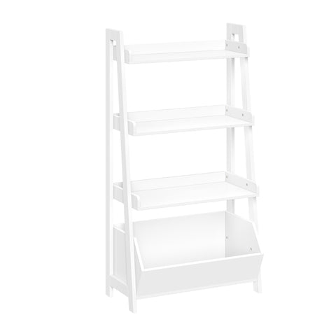 Kids 4-Tier 24in Ladder Shelf with Toy Organizer