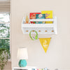 Kids Catch-All Wall Shelf with Bookrack and Hooks