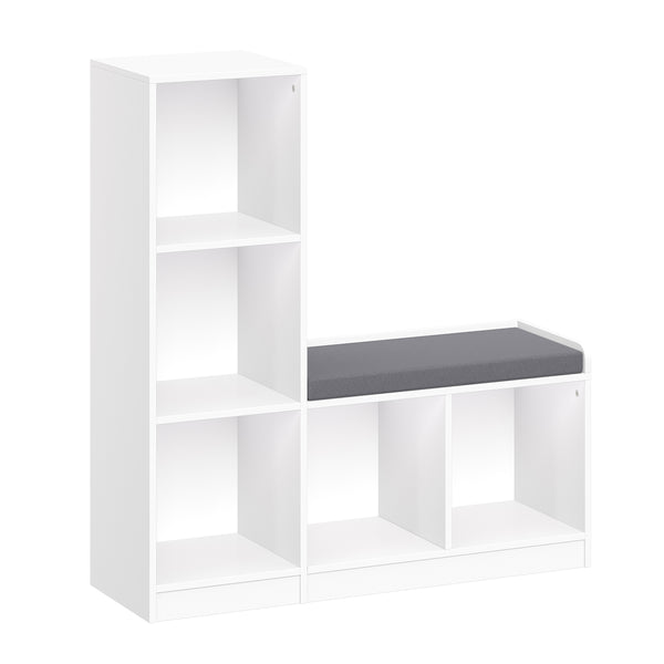 Kids 5 Cubby Storage Bench - White