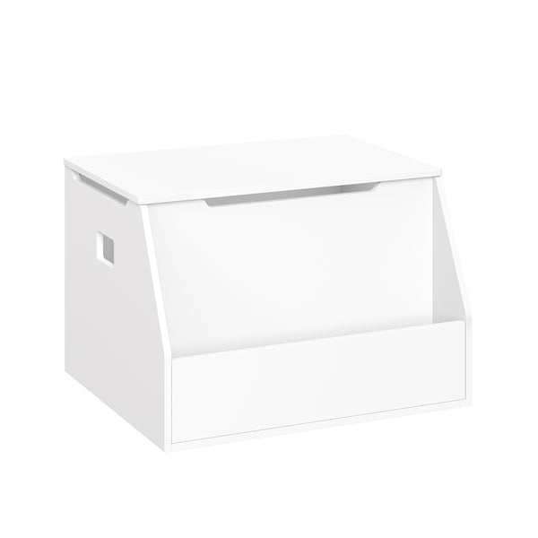 Kids Toy Storage Box with Front Bookrack - White