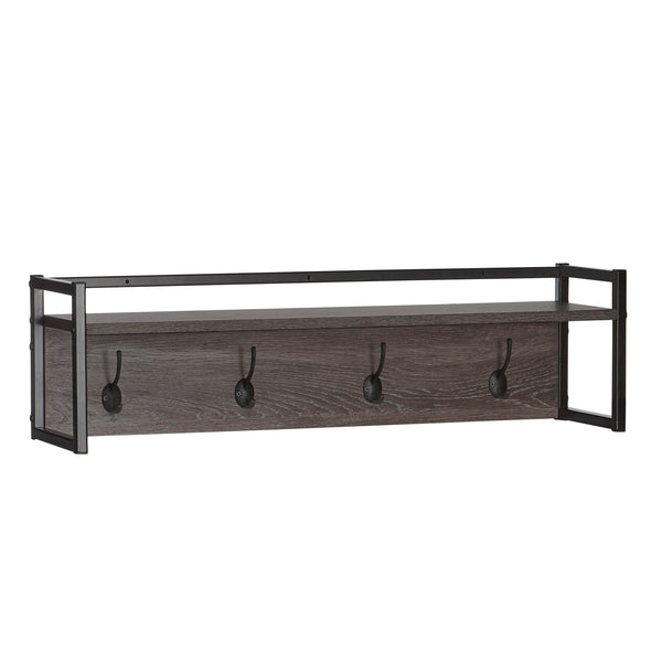 Afton 4-Hook Metal Frame Wall Shelf